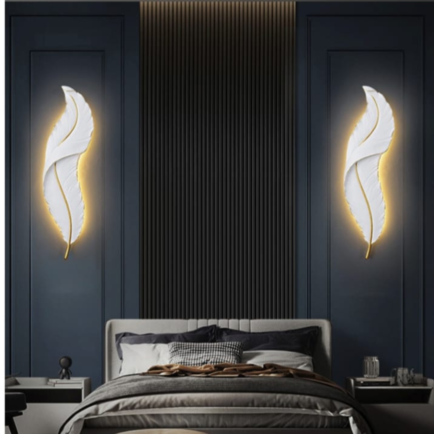 Nordic Decorative Luxury Feather Wall Lamp 2 Feet